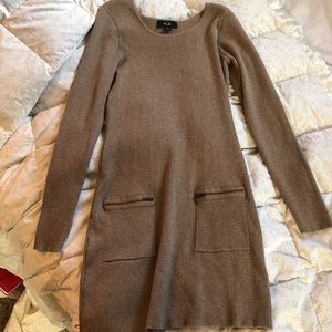 cream dress with zip pockets